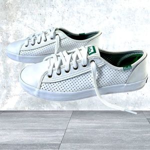 KEDS KICKSTART WHITE LEATHER SNEAKERS-SIZE 8.5